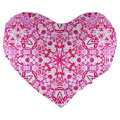 Pink Petals Large 19  Premium Flano Heart Shape Cushions