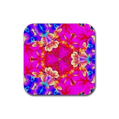 Pink Beauty Rubber Coaster (square)  by LW323