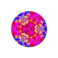 Pink Beauty Rubber Coaster (round)  by LW323