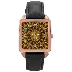 Woodwork Rose Gold Leather Watch  by LW323