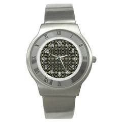 Geometric Textured Ethnic Pattern 1 Stainless Steel Watch by dflcprintsclothing