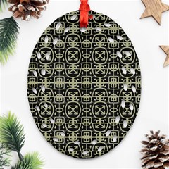 Geometric Textured Ethnic Pattern 1 Ornament (Oval Filigree)