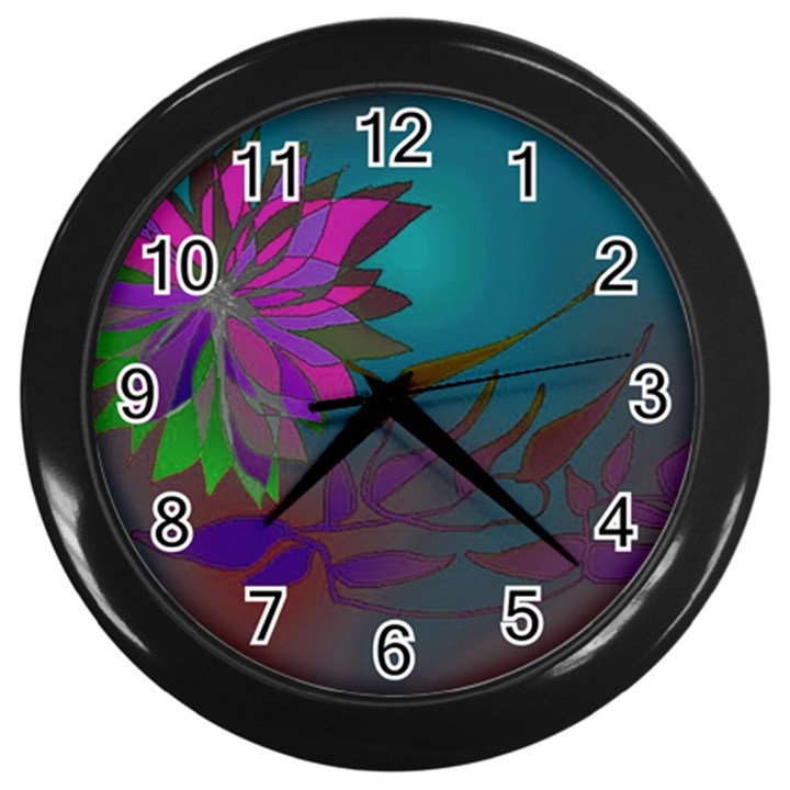 Evening Bloom Wall Clock (Black)