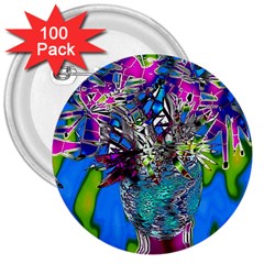 Exotic Flowers In Vase 3  Buttons (100 Pack)  by LW323