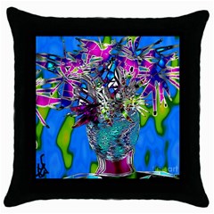 Exotic Flowers In Vase Throw Pillow Case (black) by LW323