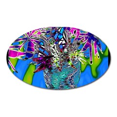 Exotic Flowers In Vase Oval Magnet by LW323