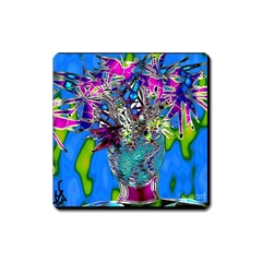 Exotic Flowers In Vase Square Magnet by LW323