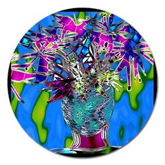 Exotic Flowers In Vase Magnet 5  (round) by LW323