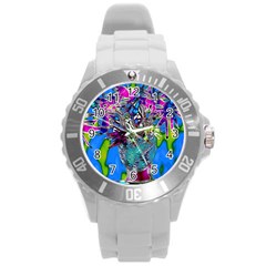 Exotic Flowers In Vase Round Plastic Sport Watch (l) by LW323