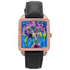 Exotic Flowers In Vase Rose Gold Leather Watch  by LW323