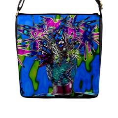 Exotic Flowers In Vase Flap Closure Messenger Bag (l) by LW323