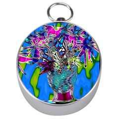 Exotic Flowers In Vase Silver Compasses by LW323