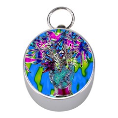 Exotic Flowers In Vase Mini Silver Compasses by LW323