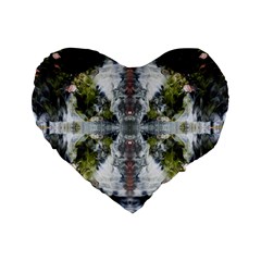 Mixed Media Painting Repeats Standard 16  Premium Flano Heart Shape Cushions by kaleidomarblingart