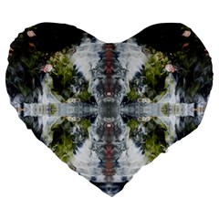 Mixed Media Painting Repeats Large 19  Premium Flano Heart Shape Cushions by kaleidomarblingart