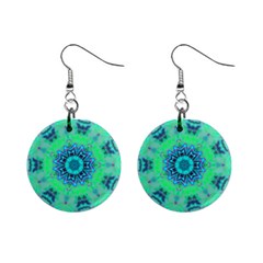 Blue Green  Twist Mini Button Earrings