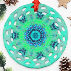 Blue Green  Twist Ornament (round Filigree) by LW323