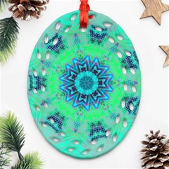 Blue Green  Twist Oval Filigree Ornament (two Sides) by LW323