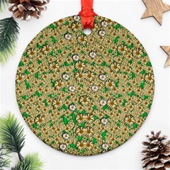 Florals In The Green Season In Perfect  Ornate Calm Harmony Ornament (round) by pepitasart