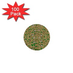 Florals In The Green Season In Perfect  Ornate Calm Harmony 1  Mini Buttons (100 Pack)  by pepitasart