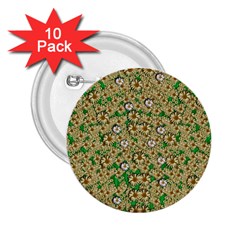 Florals In The Green Season In Perfect  Ornate Calm Harmony 2 25  Buttons (10 Pack)  by pepitasart