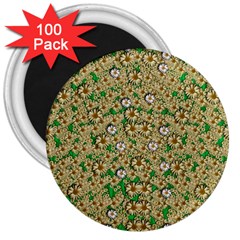 Florals In The Green Season In Perfect  Ornate Calm Harmony 3  Magnets (100 Pack) by pepitasart