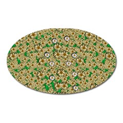 Florals In The Green Season In Perfect  Ornate Calm Harmony Oval Magnet by pepitasart