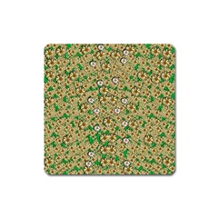 Florals In The Green Season In Perfect  Ornate Calm Harmony Square Magnet by pepitasart