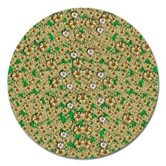 Florals In The Green Season In Perfect  Ornate Calm Harmony Magnet 5  (round) by pepitasart