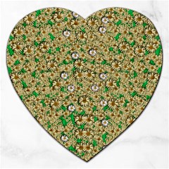 Florals In The Green Season In Perfect  Ornate Calm Harmony Jigsaw Puzzle (heart) by pepitasart