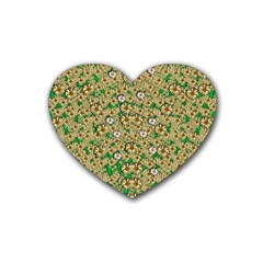 Florals In The Green Season In Perfect  Ornate Calm Harmony Rubber Coaster (heart)  by pepitasart