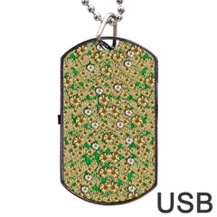 Florals In The Green Season In Perfect  Ornate Calm Harmony Dog Tag Usb Flash (one Side) by pepitasart