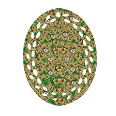 Florals In The Green Season In Perfect  Ornate Calm Harmony Oval Filigree Ornament (two Sides) by pepitasart