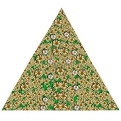 Florals In The Green Season In Perfect  Ornate Calm Harmony Wooden Puzzle Triangle by pepitasart