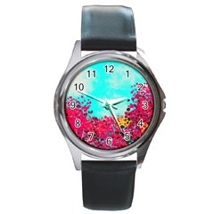 Flowers Round Metal Watch by LW323