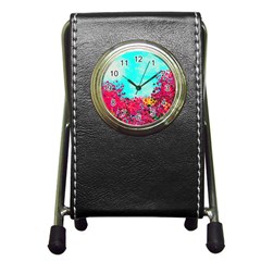 Flowers Pen Holder Desk Clock by LW323