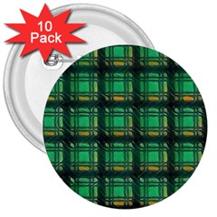 Green Clover 3  Buttons (10 pack) 