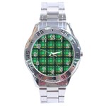 Green Clover Stainless Steel Analogue Watch Front