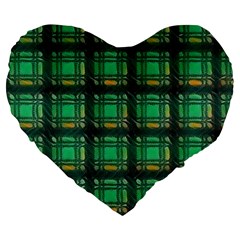 Green Clover Large 19  Premium Heart Shape Cushions