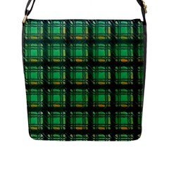 Green Clover Flap Closure Messenger Bag (L)