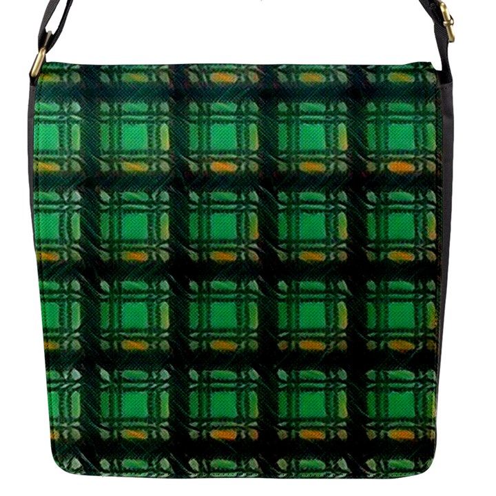 Green Clover Flap Closure Messenger Bag (S)