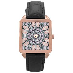 Gem Rose Gold Leather Watch 