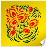 Folk floral print . Abstract flowers art , poster.  Canvas 12  x 12  11.4 x11.56  Canvas - 1