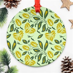 Folk Floral Pattern  Abstract Flowers Surface Design  Seamless Pattern Ornament (round) by Eskimos