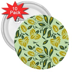 Folk Floral Pattern  Abstract Flowers Surface Design  Seamless Pattern 3  Buttons (10 Pack)  by Eskimos