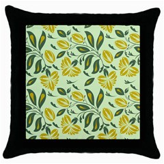 Folk Floral Pattern  Abstract Flowers Surface Design  Seamless Pattern Throw Pillow Case (black) by Eskimos