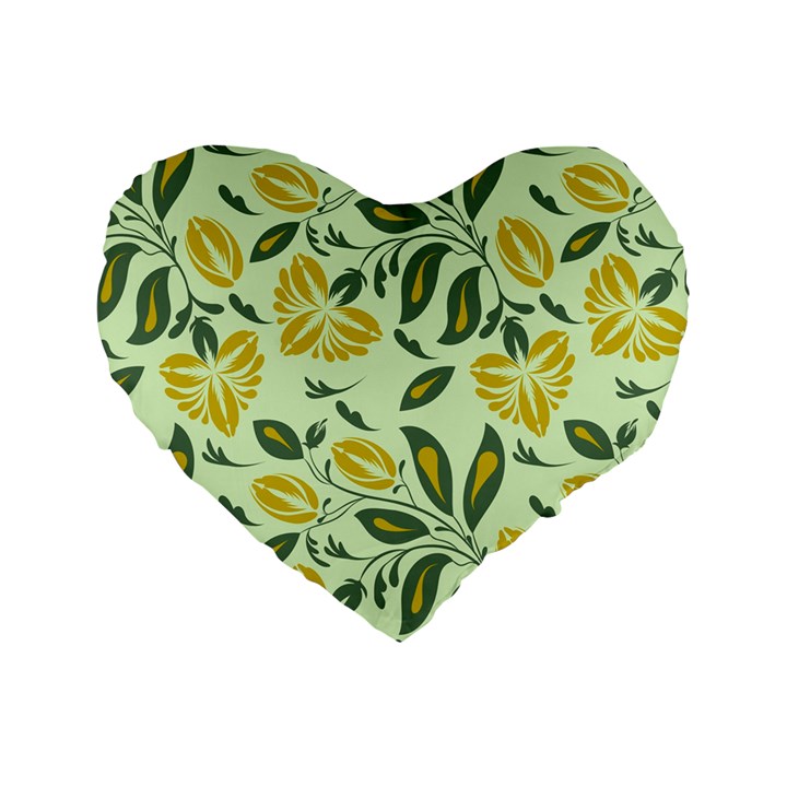 Folk floral pattern. Abstract flowers surface design. Seamless pattern Standard 16  Premium Heart Shape Cushions