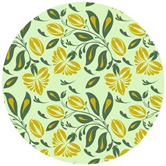 Folk Floral Pattern  Abstract Flowers Surface Design  Seamless Pattern Wooden Puzzle Round by Eskimos