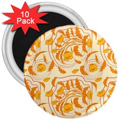 Folk floral pattern. Abstract flowers surface design. Seamless pattern 3  Magnets (10 pack) 