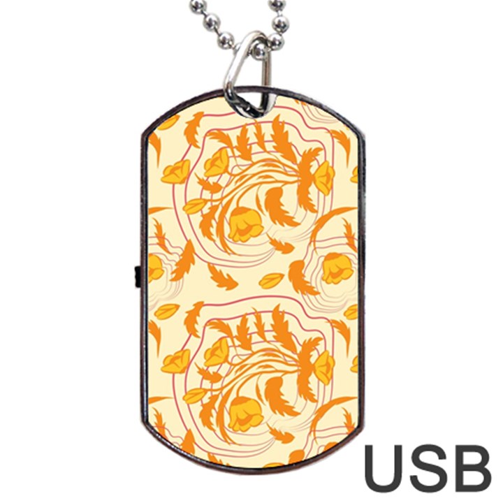 Folk floral pattern. Abstract flowers surface design. Seamless pattern Dog Tag USB Flash (Two Sides)